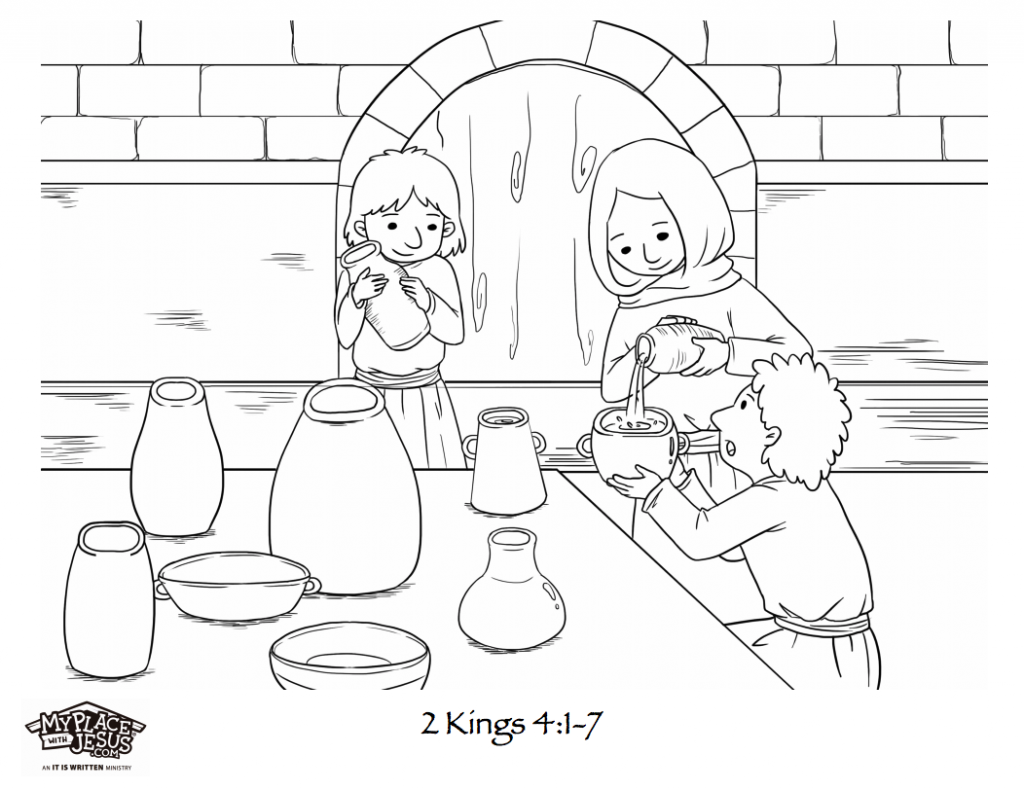 printable coloring page - the story of the Widow's oil