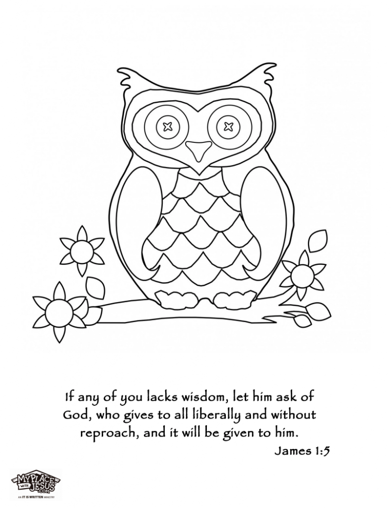 printable coloring page - owl on a branch