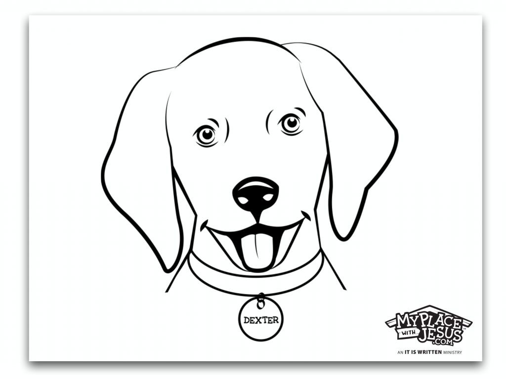 printable coloring page - Dexter, the My Place With Jesus puppy