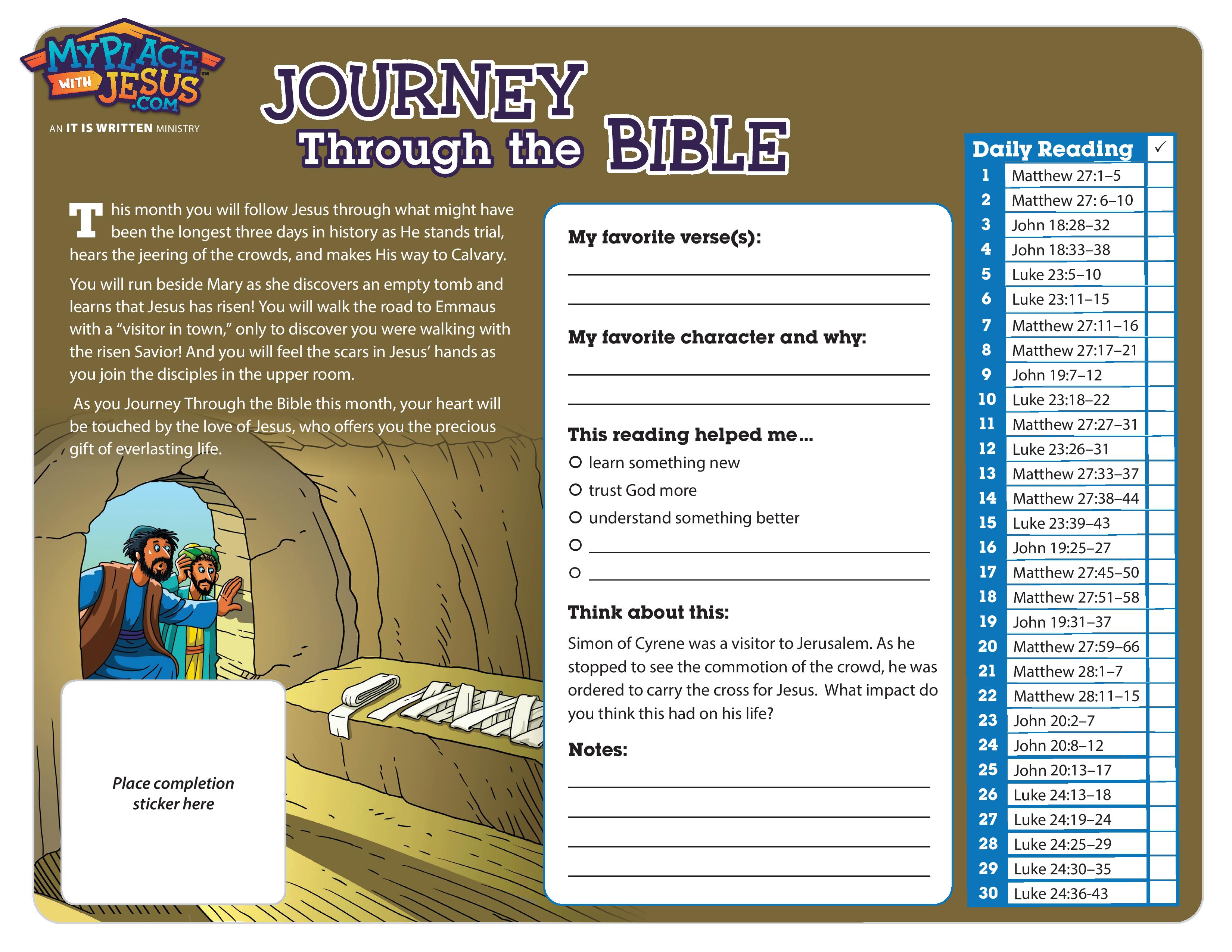 Journey Through The Bible 11 New Testament My Place With Jesus