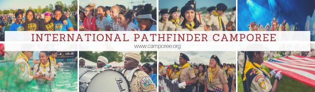 International Pathfinder Camporee collage image showing pathfinders in various camporee activities