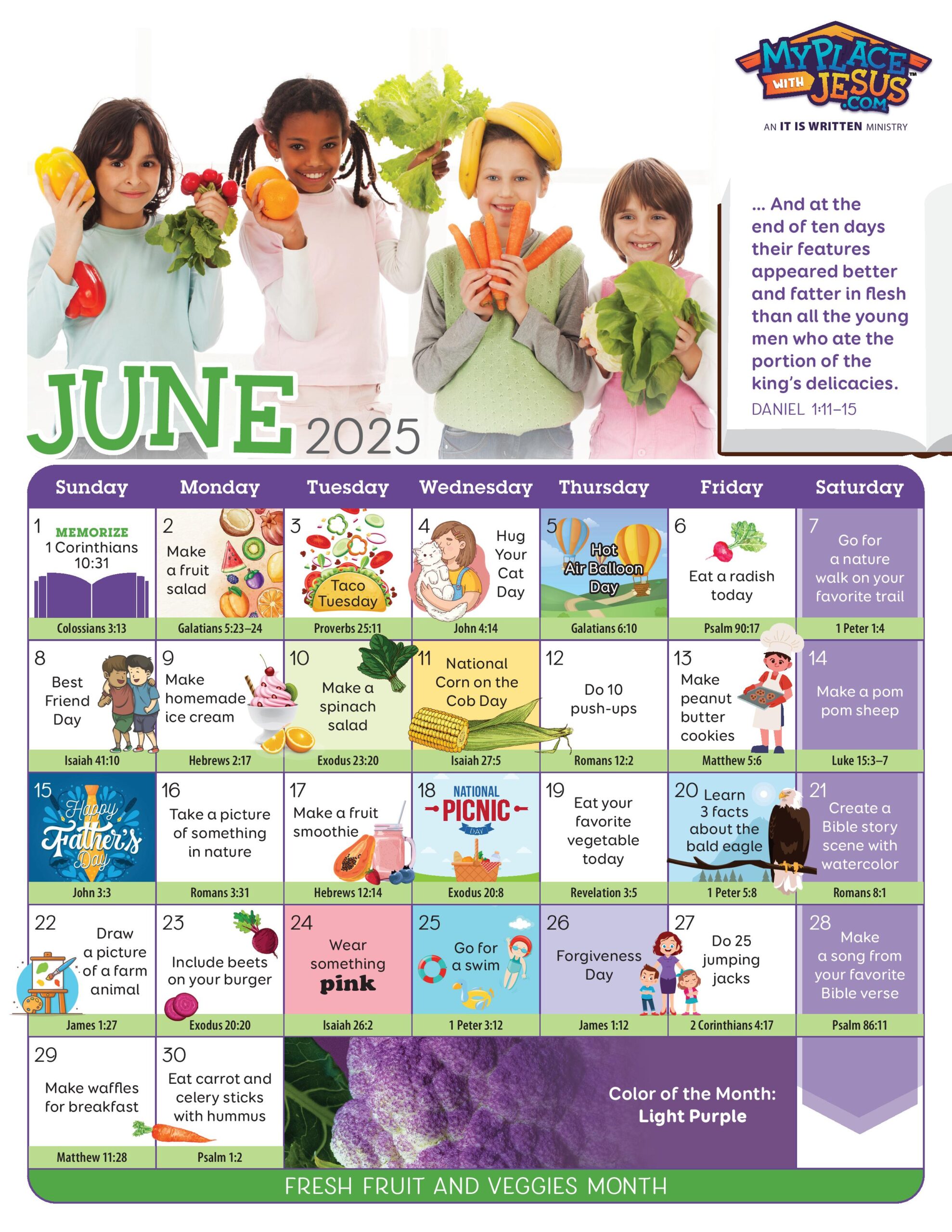 June 2025 activity calendar with something new and fun to discover for each day.